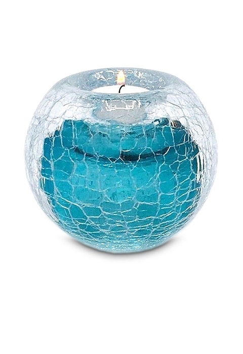Een goede vriend Samenhangend zege Hand geblazen Tiffany blauwe craquelé theelicht of waxinelicht mini urn van  kristalglas. | URNWINKEL.
