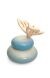 Handgemaakte blauwe baby urn met houten vlinder
