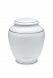 Mini urn van porselein 'Classica' | Mat wit met dubbele platinumkleurige boorden