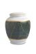 Mini urn van porselein 'Classica' | groene bladen met goudkleurige boorden