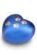 Dierenurn hart matblauw met pootafdrukken in versch. afmetingen