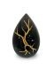 Traandruppel urn 'Kintsugi' zwart met bladgoud