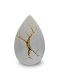 Traandruppel urn 'Kintsugi' wit met bladgoud