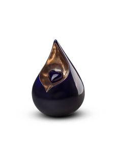 Donkerblauwe traandruppel mini urn 'Celest' | versch. afmetingen