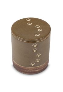 Dieren urn met pootafdrukken - bruin