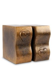 Bronzen duo urn 'Voor eeuwig verbonden in ons hart' 