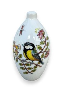 Mini urn 'Koolmeesje op kamperfoelie' - SALE