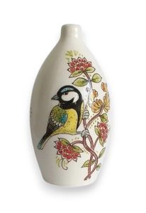 Mini urn 'Koolmeesje op kamperfoelie'