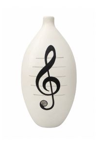 Handbeschilderde mini urn 'Muzieksleutel'
