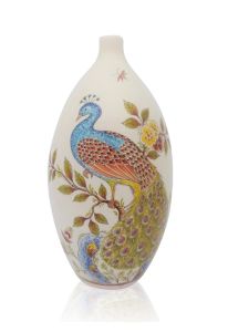 Handbeschilderde mini urn 'Pauw'
