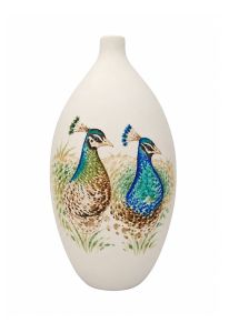 Handbeschilderde mini urn 'Pauwen'