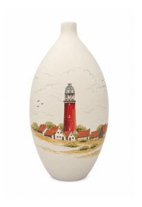 Handbeschilderde mini urn 'Vuurtoren Texel'