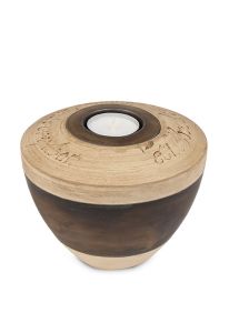 Handgemaakte mini urn 'Tolos' met kaarsje