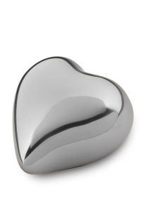 Hartvormige mini urn zilverkleurig hoogglans