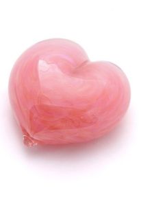 Hartvormige kristalglazen mini urn - roze
