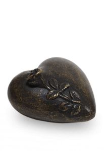 Bronzen mini urn 'Hart met rozentak'