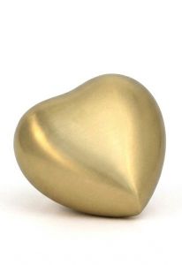 Messing mini urn 'Gouden hart' satijn