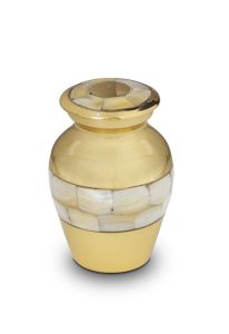 Messing mini urn goudkleurig met parelmoer