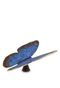 Bronzen mini urn 'Vlinder' blauw