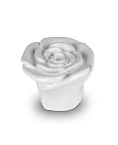 Keramische mini urn ‘Eeuwige roos’ hoogglans wit