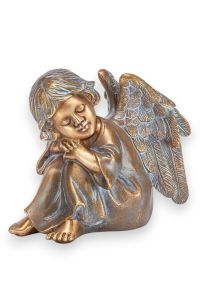 Mini urn van brons - Zittende engel als symbool van liefde en bescherming