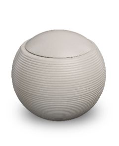 Bolvormige mini urn 'Memento' wit met satijn glazuur