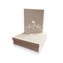 Doos en condoleanceboek van katoen met bloemenprint - set
