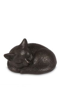 Bronzen mini urn 'Slapende kat'