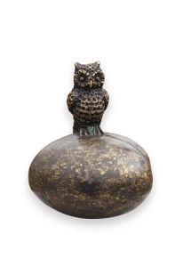 Bronzen mini urn met uil