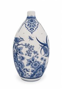 Handbeschilderde urn 'Paradijsvogels' in Delfts Blauw