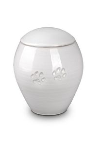 Dierenurn met twee pootjes van keramiek - wit