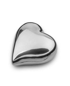 Keramische mini urn ‘Zilverkleurig hart’