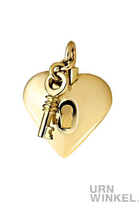 gespannen Overtreding coupon Gouden assieraden in de vorm van een hartje met sleutel en slot vindt u bij  URNWINKEL. | URNWINKEL.