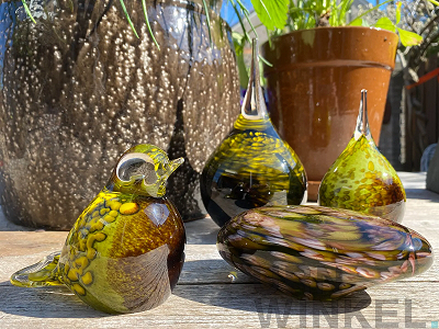 Glazen mini urn Vogeltje Zwart - Handgemaakt & Uniek