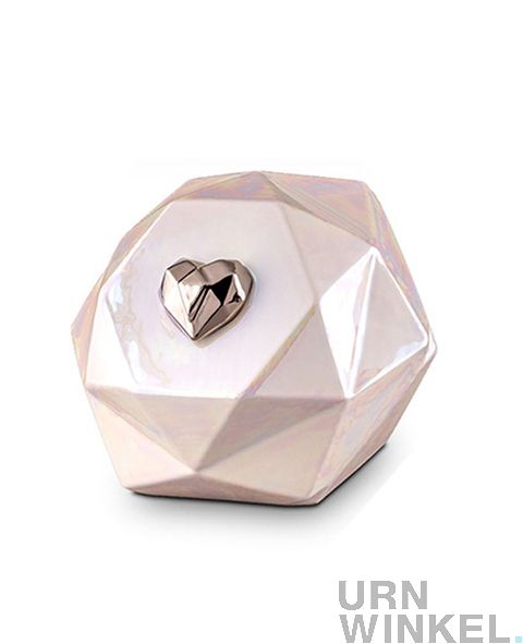 pakket vallei Microbe Mini urn van keramiek 'Diamant' met zilverkleurig hartje | URNWINKEL. |  URNWINKEL.