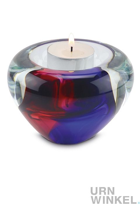 preambule whisky virtueel Prachtige hand geblazen rose / blauwe theelicht of waxinelicht mini urn van  kristalglas. | URNWINKEL.