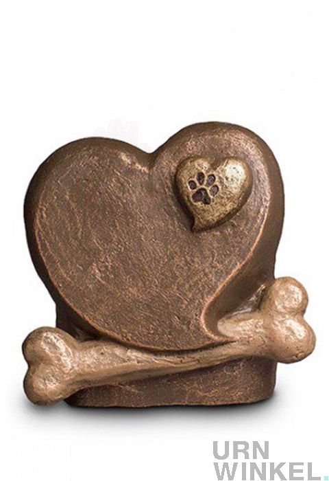 Normalisatie Boos Indica Hartvormige hondenurn met bot of kluifje. Een bijzondere urn om uw geliefde  hond in te gedenken. | URNWINKEL.