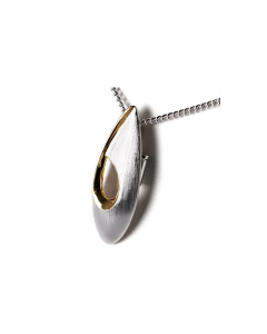 Zilveren (925) ashanger 'Ovaal' met goudkleurige accenten