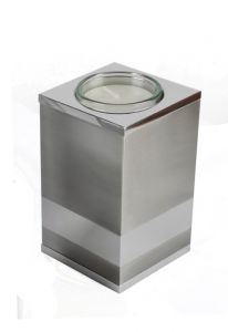 Waxinelichthouder mini urn metaal vierkant