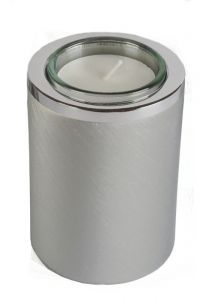 Waxinelichthouder mini urn aluminium rond