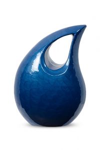 Aluminium urn 'Traandruppel' blauw