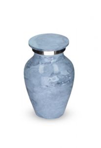 Lichtblauwe aluminium mini urn 'Elegance' met marmerlook