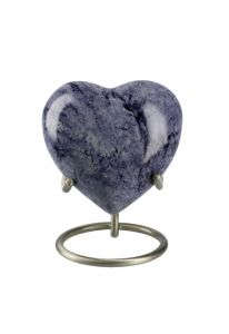 Paarse mini urn hart 'Elegance' met natuursteenlook (incl. voetje)