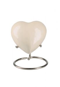 Mini urn hart 'Elegance' met parelmoerachtige afwerking (incl. voetje)