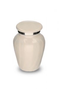 Kleine witte urn 'Elegance' met parelmoerachtige afwerking