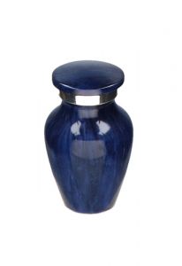 Donkerblauwe aluminium mini urn 'Elegance' met marmerlook