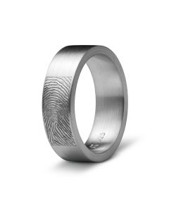 Zilveren ring met vingerafdruk