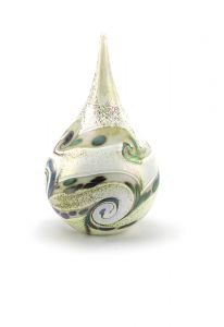 As-druppel mini urn van kristalglas 'Elan' ivoorwit