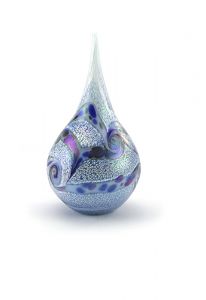 As-druppel mini urn van kristalglas 'Elan' sea blue