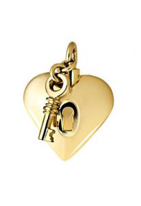 Assieraad 14 krt. gouden hartje met sleutel en slot